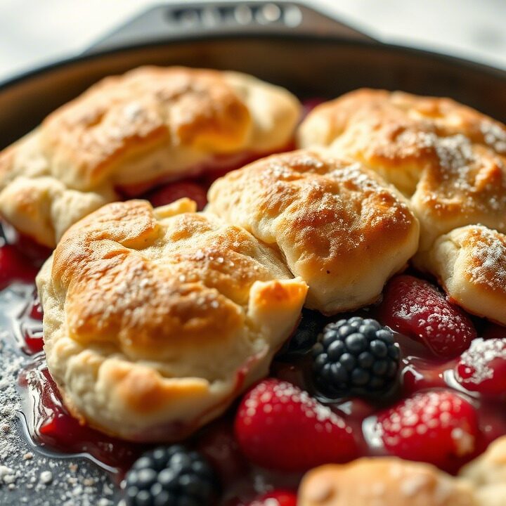 Вкусный бисквитный коблер с ягодной смесью